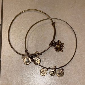 Alex and Ani Letter T & Lotus Flower set of 2 bracelets